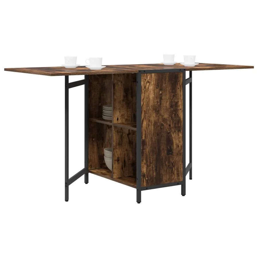 Table à dîner 144 x 60 x 75 cm Bois d'ingénierie Chêne fumé - 3