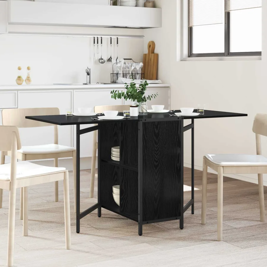 Table à dîner 144 x 60 x 75 cm Bois d'ingénierie Chêne noir