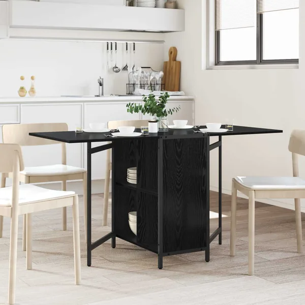 Table à dîner 144 x 60 x 75 cm Bois d'ingénierie Chêne noir