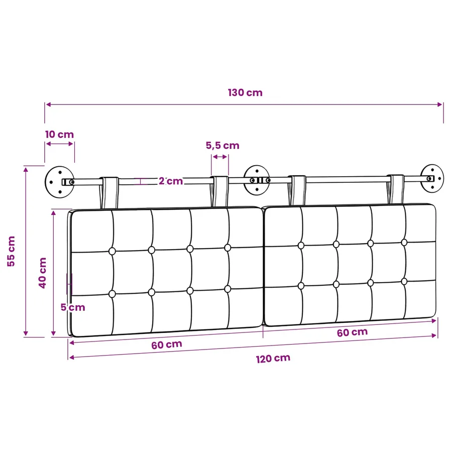 Tête de lit suspendue Tissu - 11
