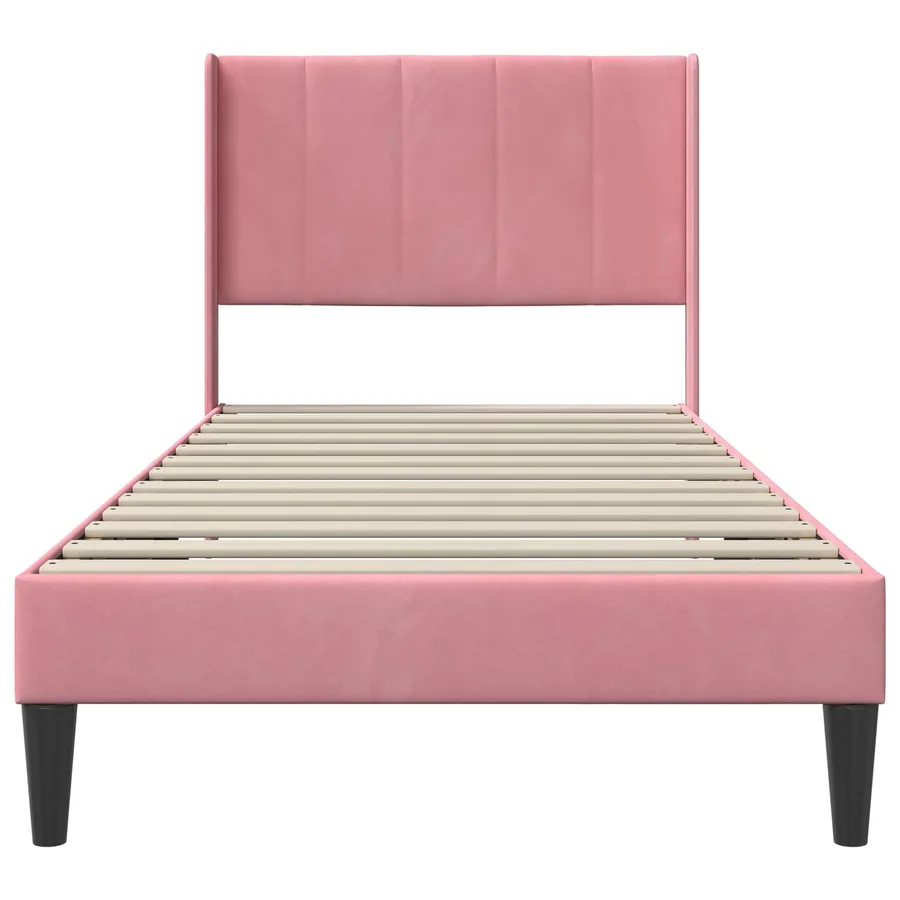 Cadre de lit avec tête de lit Rose 90 x 190 cm Velours - 4