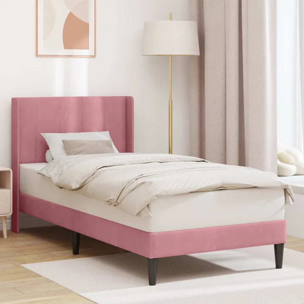 Cadre de lit avec tête de lit Rose 100 x 200 cm Velours