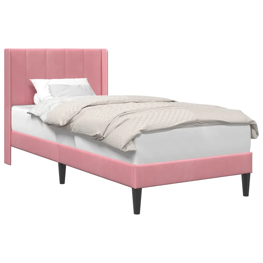 Cadre de lit avec tête de lit Rose 100 x 200 cm Velours - 2