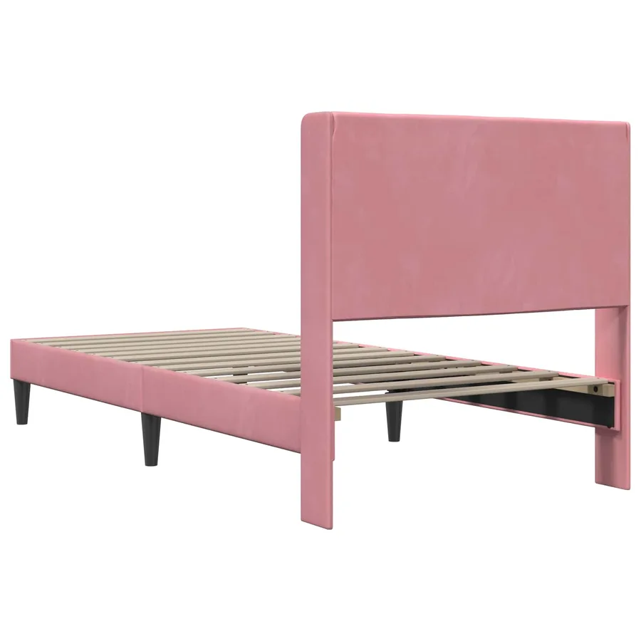 Cadre de lit avec tête de lit Rose 100 x 200 cm Velours - 6
