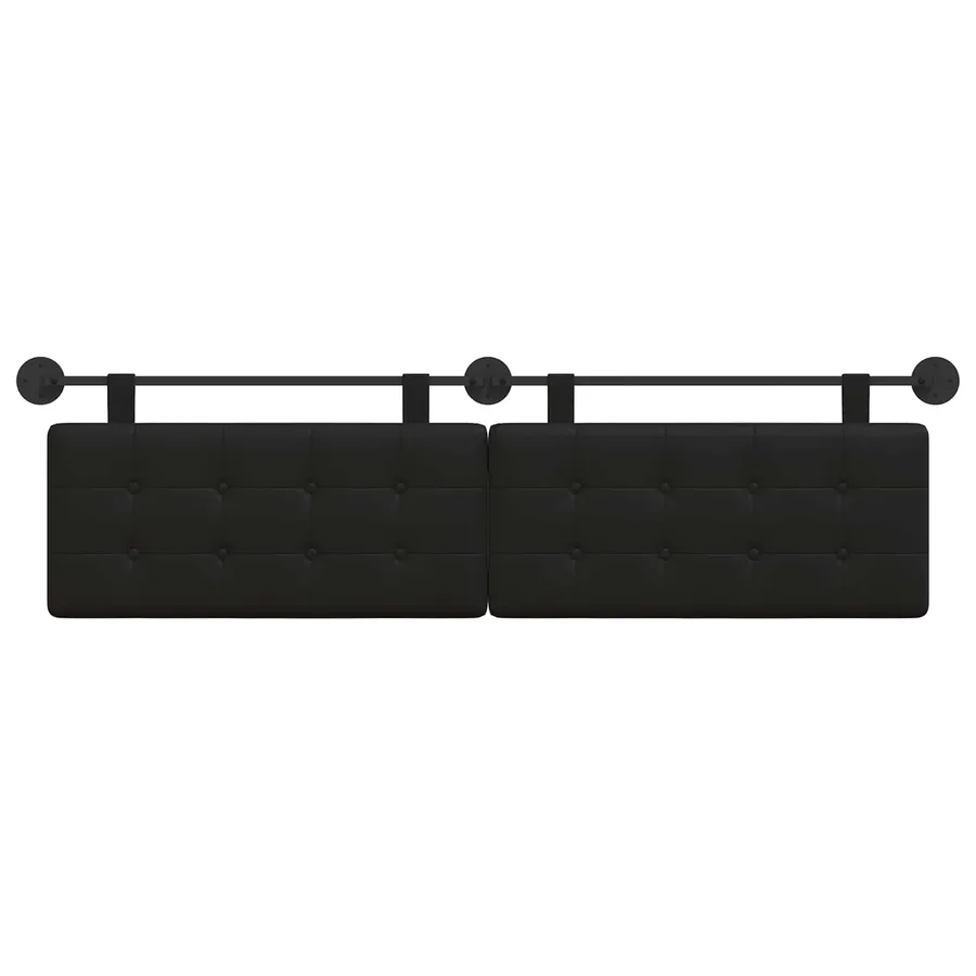 Tête de lit suspendue Noir Simili cuir - 5
