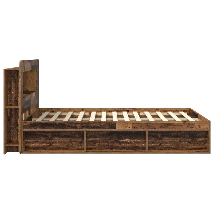 Cadre de lit avec rangement Bois ancien 140 x 200 cm - 4