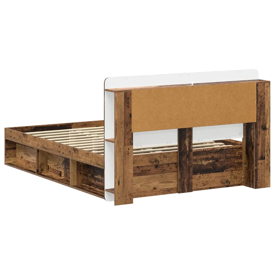 Cadre de lit avec rangement Bois ancien 140 x 200 cm - 5