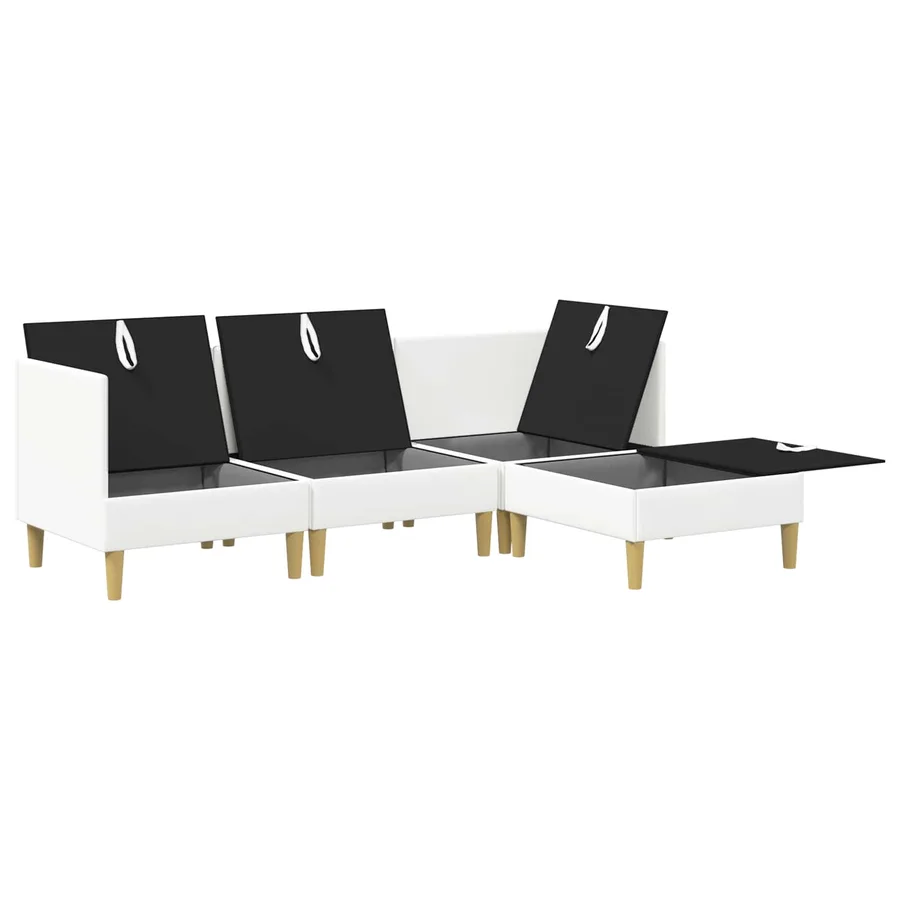 Canapé modulaire avec rangement 4 pcs Blanc Tissu - 4