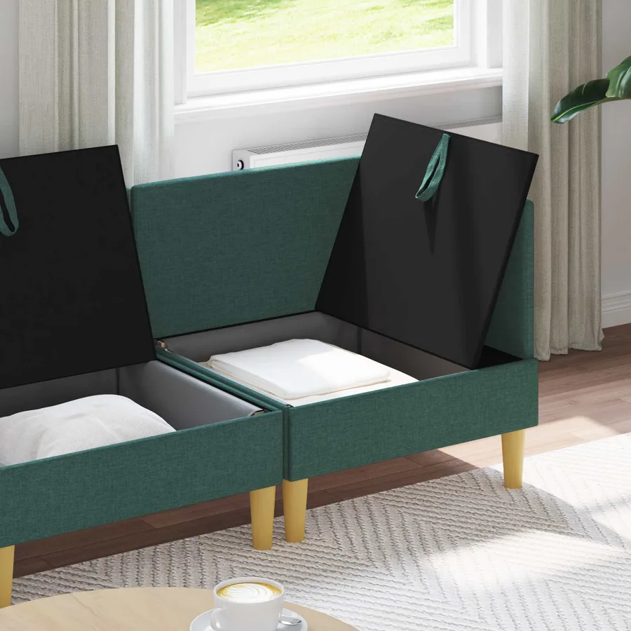 Canapé modulaire avec rangement 4 pcs Vert foncé Tissu - 3