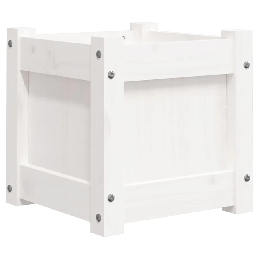 Jardinières 2 pcs blanc bois de pin massif - 8
