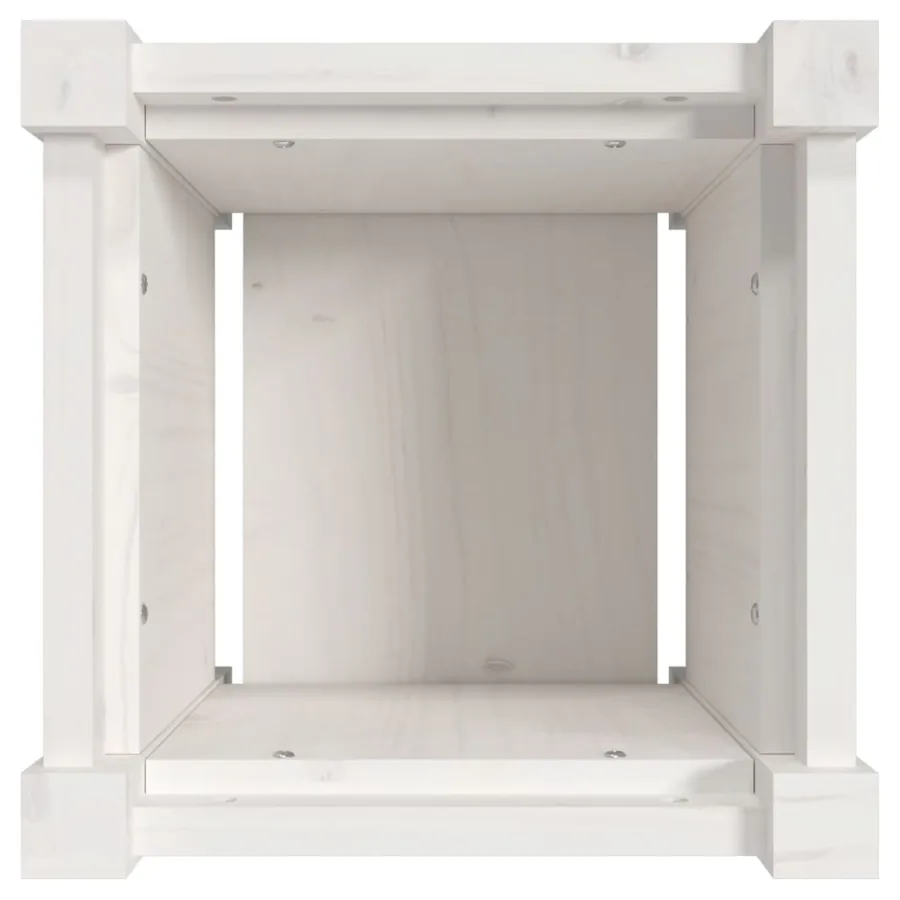 Jardinières 2 pcs blanc bois de pin massif - 9