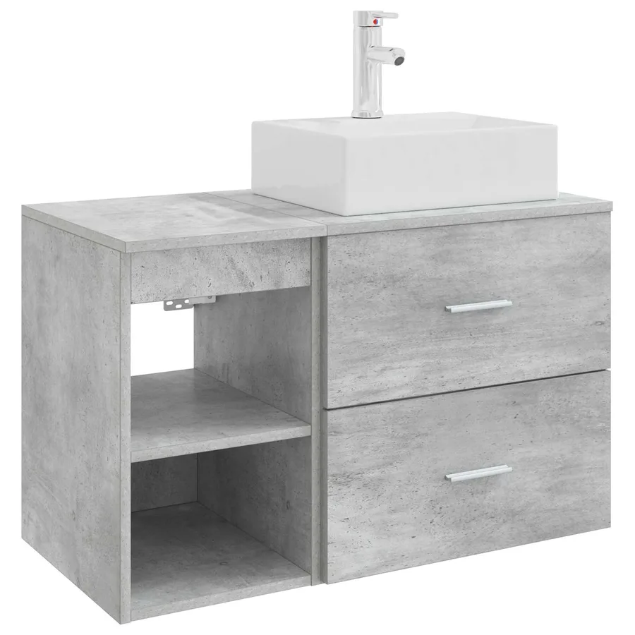 Ensemble de mobilier de salle de bain 2 pcs Gris béton - 2