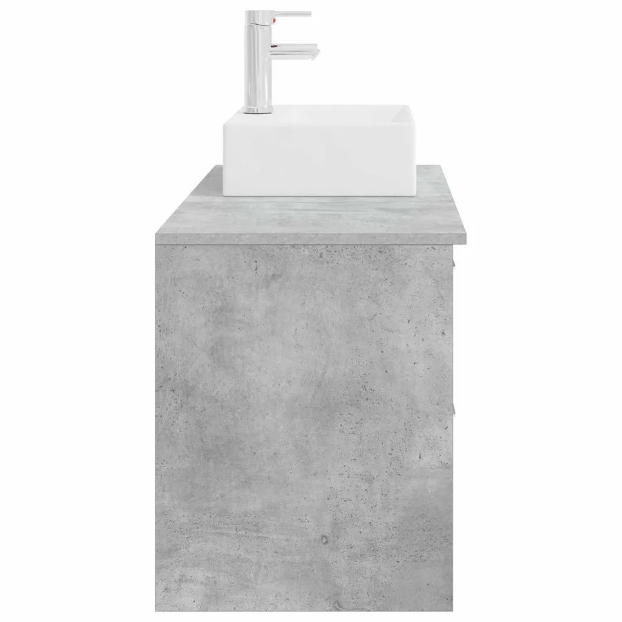 Ensemble de mobilier de salle de bain 2 pcs Gris béton - 5