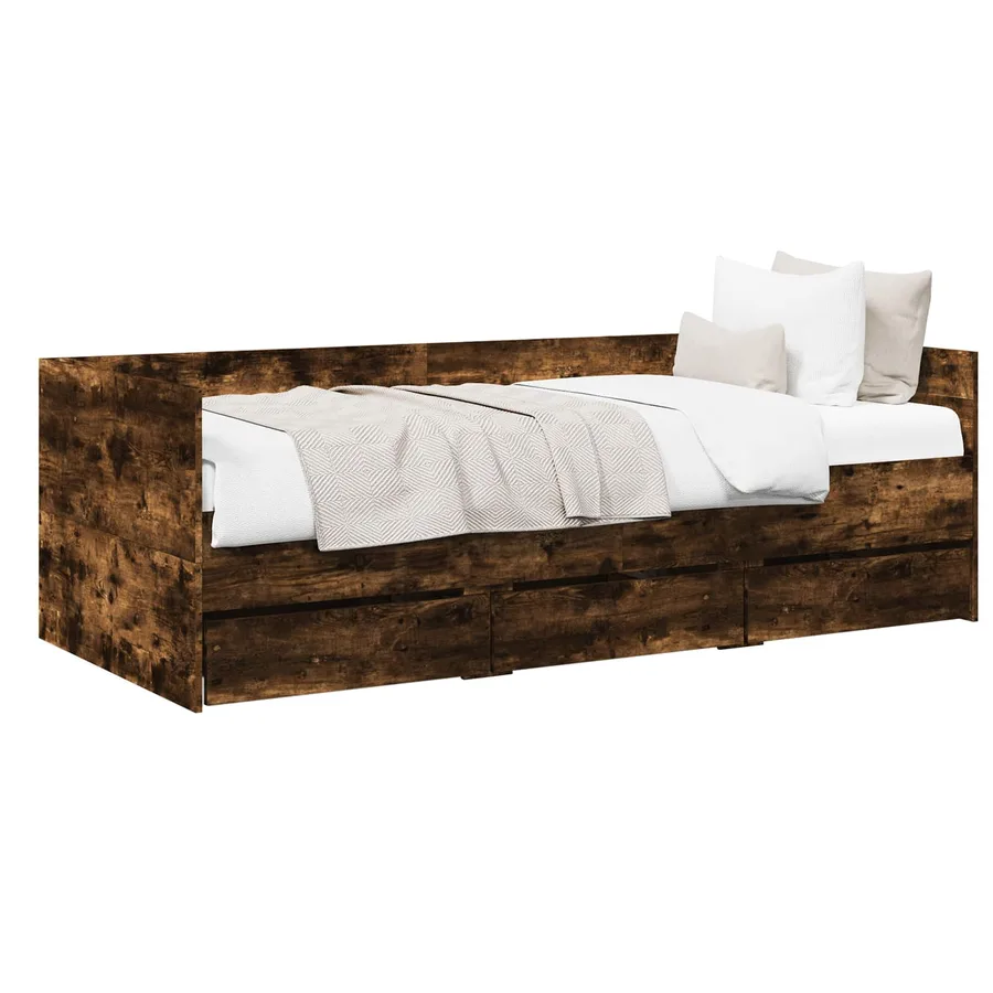 Lit d'appoint avec tiroir Chêne fumé Bois d'ingénierie - 2