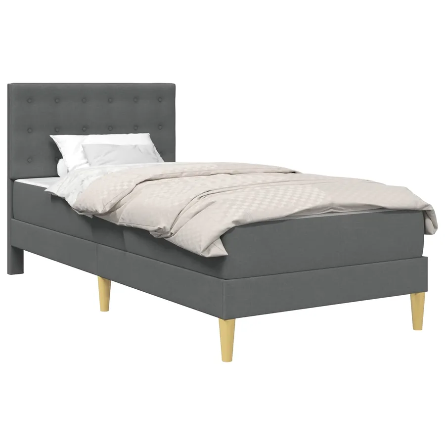 Cadre de lit avec matelas Gris foncé 80 x 200 cm Tissu - 2