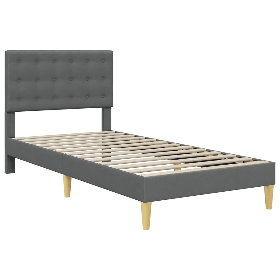 Cadre de lit avec matelas Gris foncé 80 x 200 cm Tissu - 4