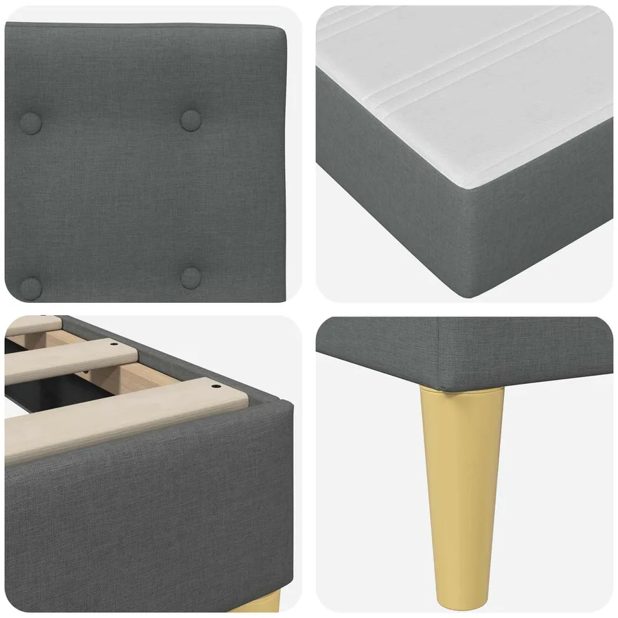 Cadre de lit avec matelas Gris foncé 80 x 200 cm Tissu - 9