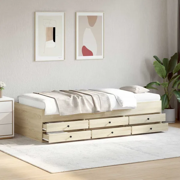 Cadre de lit avec rangement Chêne Sonoma 80 x 200 cm