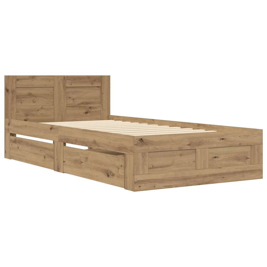 Cadre de lit avec tiroir 2 pc Chêne artisanal Bois d'ingénierie - 3