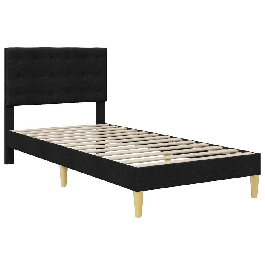 Cadre de lit avec matelas Noir 90 x 190 cm Tissu - 4