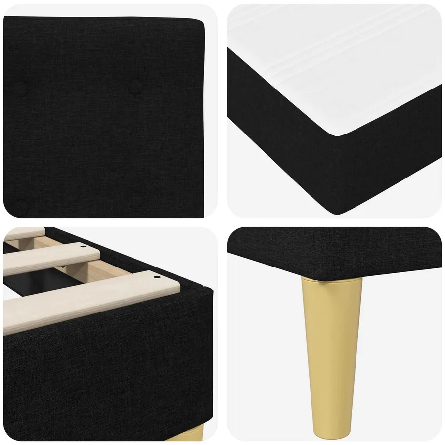 Cadre de lit avec matelas Noir 90 x 190 cm Tissu - 9