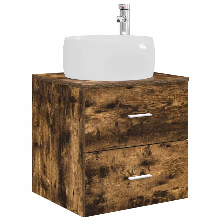 Vanité de lavabo mural Chêne fumé 49,5 x 44,5 x 66 cm - 2