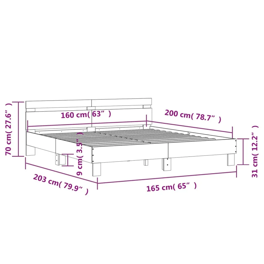 Cadre de lit sans matelas noir 160x200 cm - 10