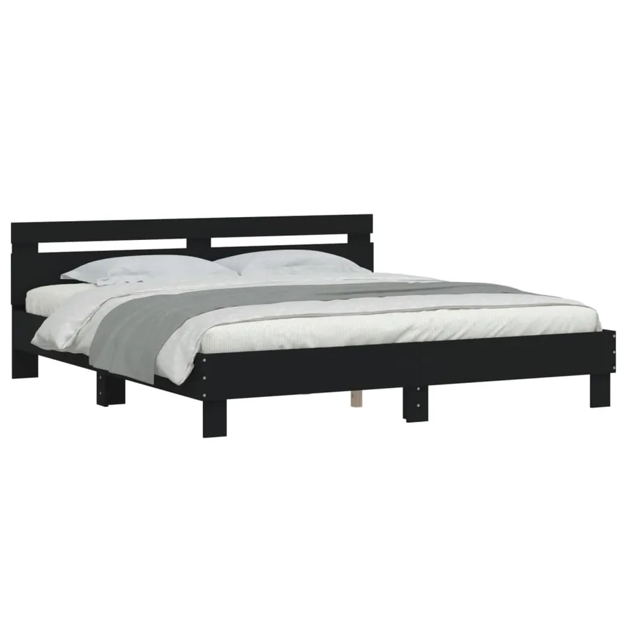 Cadre de lit sans matelas noir 160x200 cm - 4