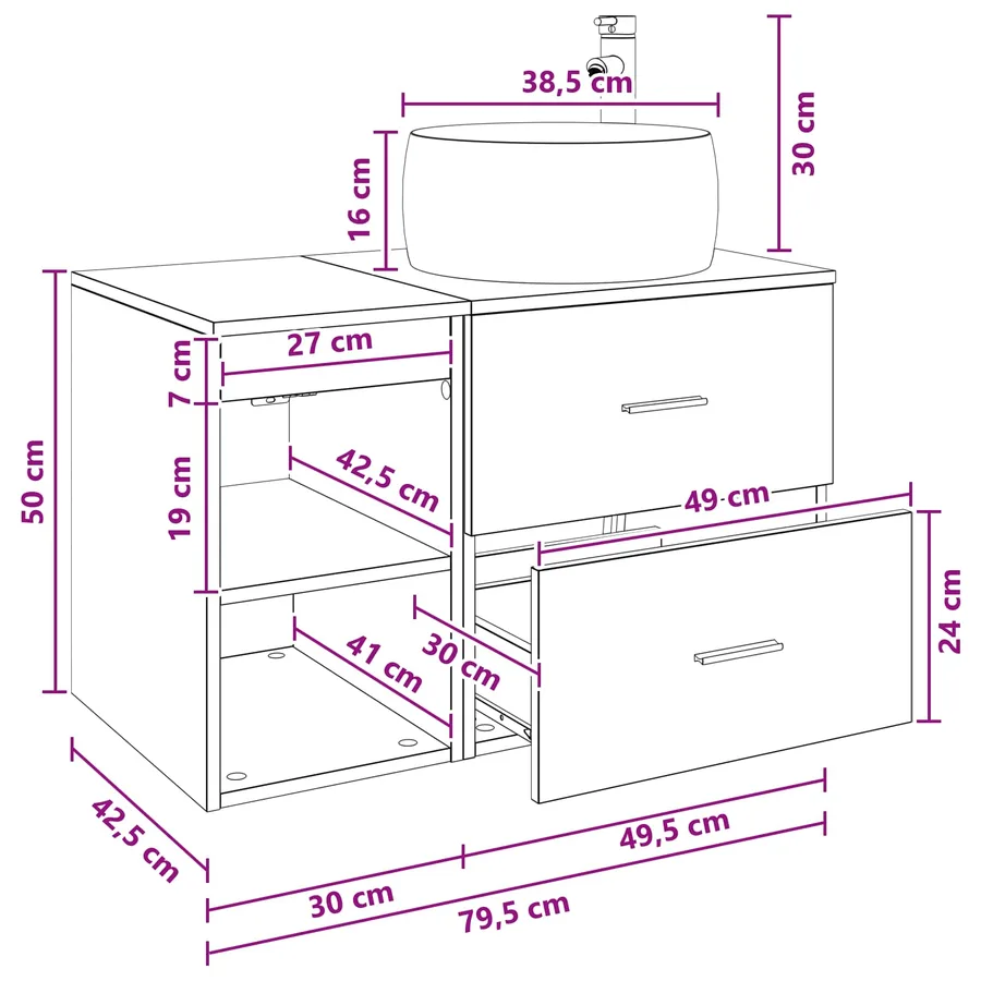 Ensemble de mobilier de salle de bain 2 pcs Chêne noir - 11