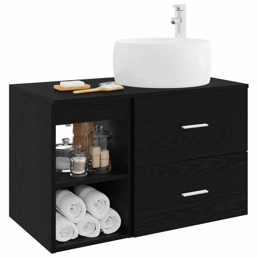 Ensemble de mobilier de salle de bain 2 pcs Chêne noir - 3