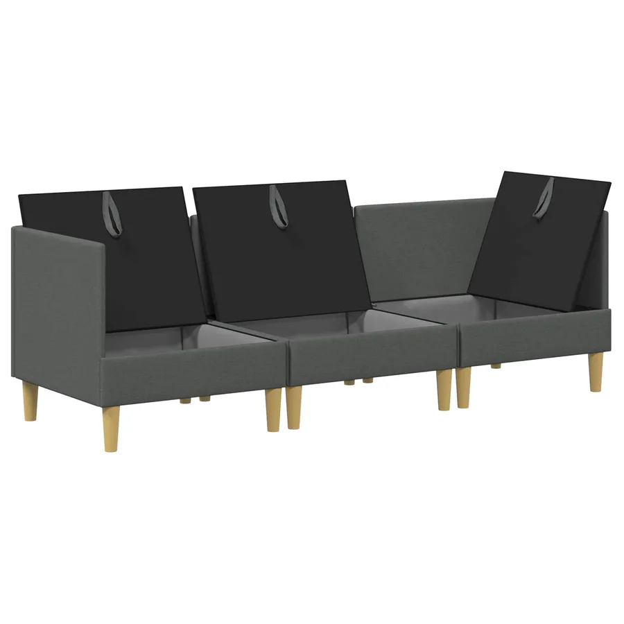 Canapé modulaire avec rangement 3 pcs Gris foncé Tissu - 4