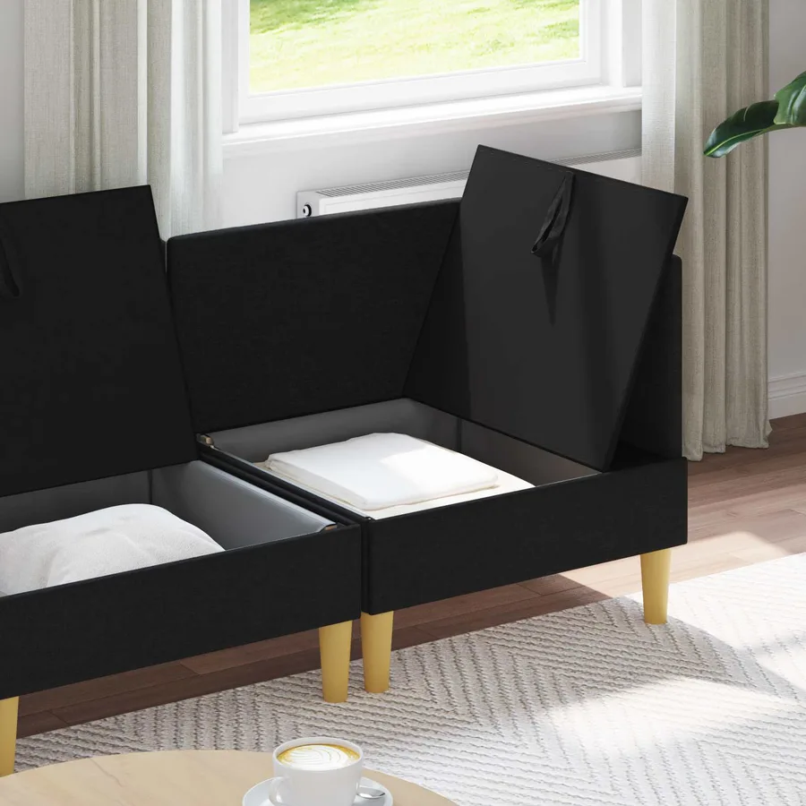 Canapé modulaire avec rangement 4 pcs Noir Tissu - 3