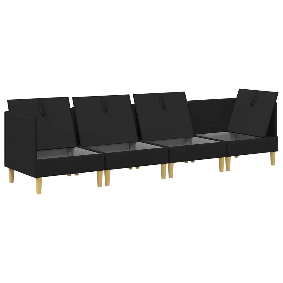 Canapé modulaire avec rangement 4 pcs Noir Tissu - 4