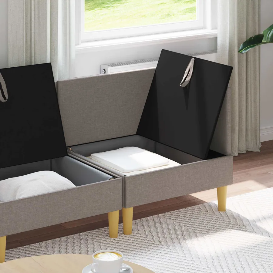 Canapé modulaire avec rangement 3 pcs Taupe Tissu - 3
