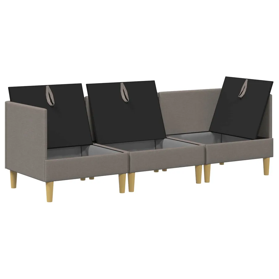 Canapé modulaire avec rangement 3 pcs Taupe Tissu - 6
