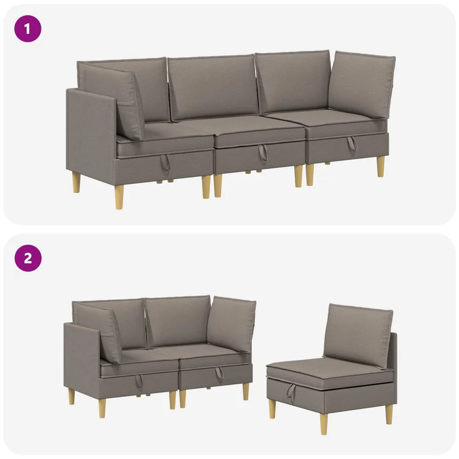 Canapé modulaire avec rangement 3 pcs Taupe Tissu - 8