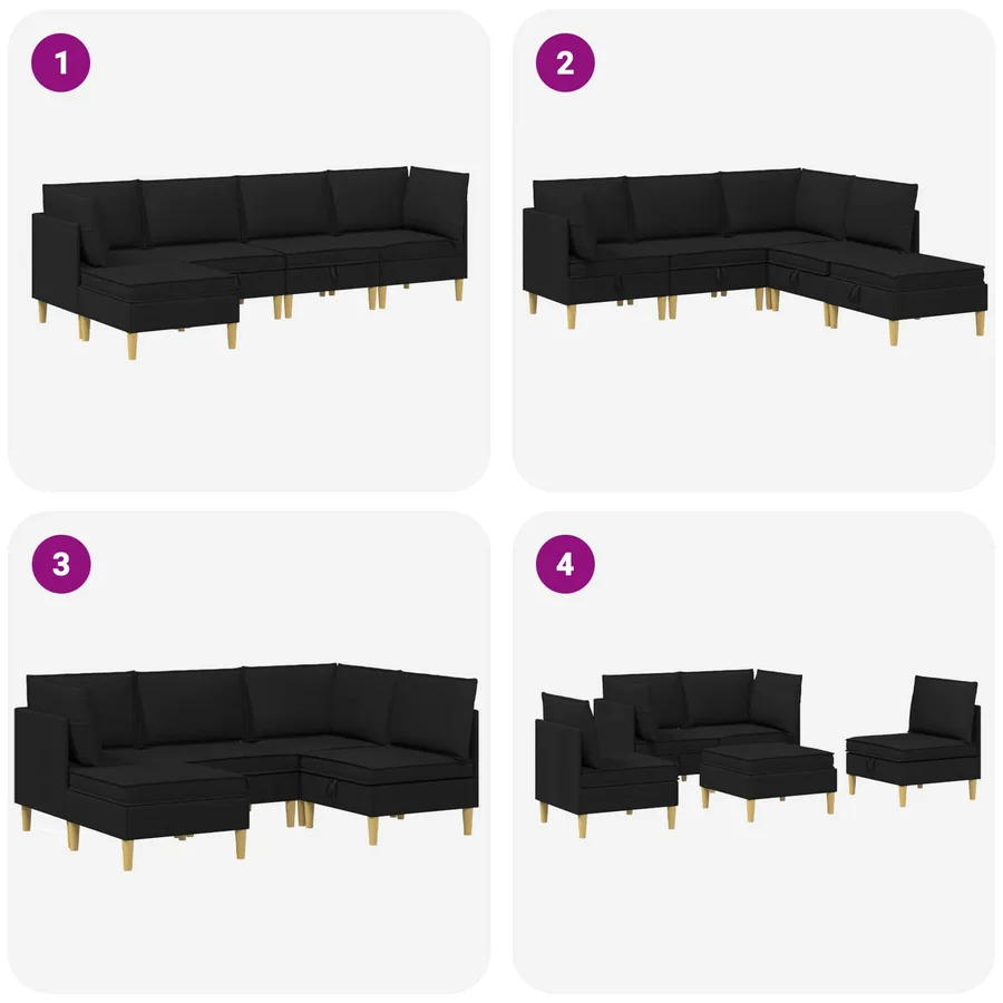 Canapé modulaire avec rangement 5 pcs Noir Tissu - 9