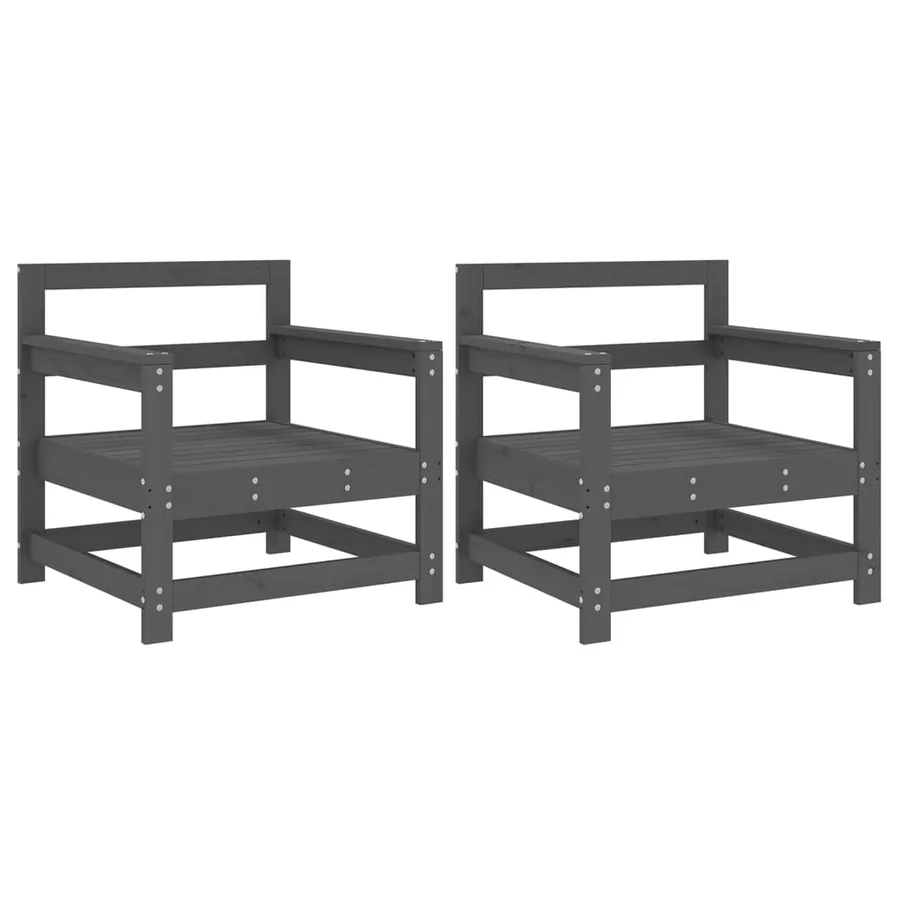 Chaises de jardin lot de 2 gris bois massif de pin - 2
