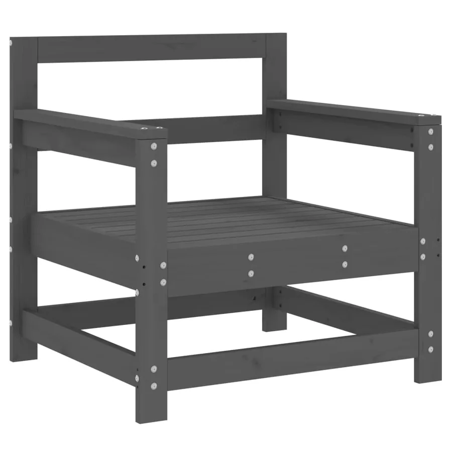 Chaises de jardin lot de 2 gris bois massif de pin - 3