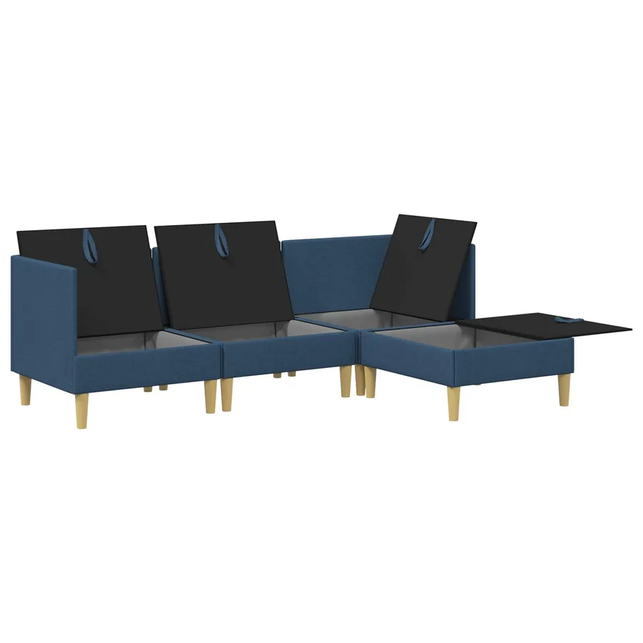 Canapé modulaire avec rangement 4 pcs Bleu Tissu - 4