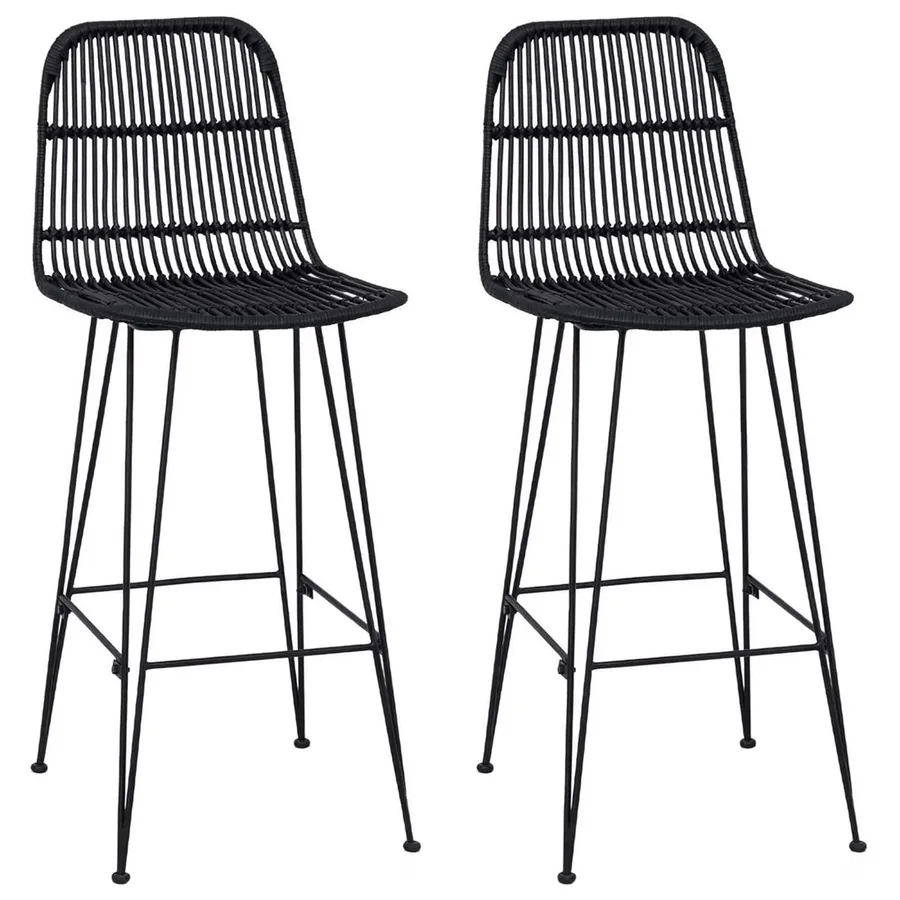 Tabouret de bar 2 pcs Noir 44 x 55 x 109 cm Rattan et Acier - 2