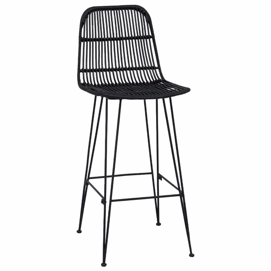 Tabouret de bar 2 pcs Noir 44 x 55 x 109 cm Rattan et Acier - 4