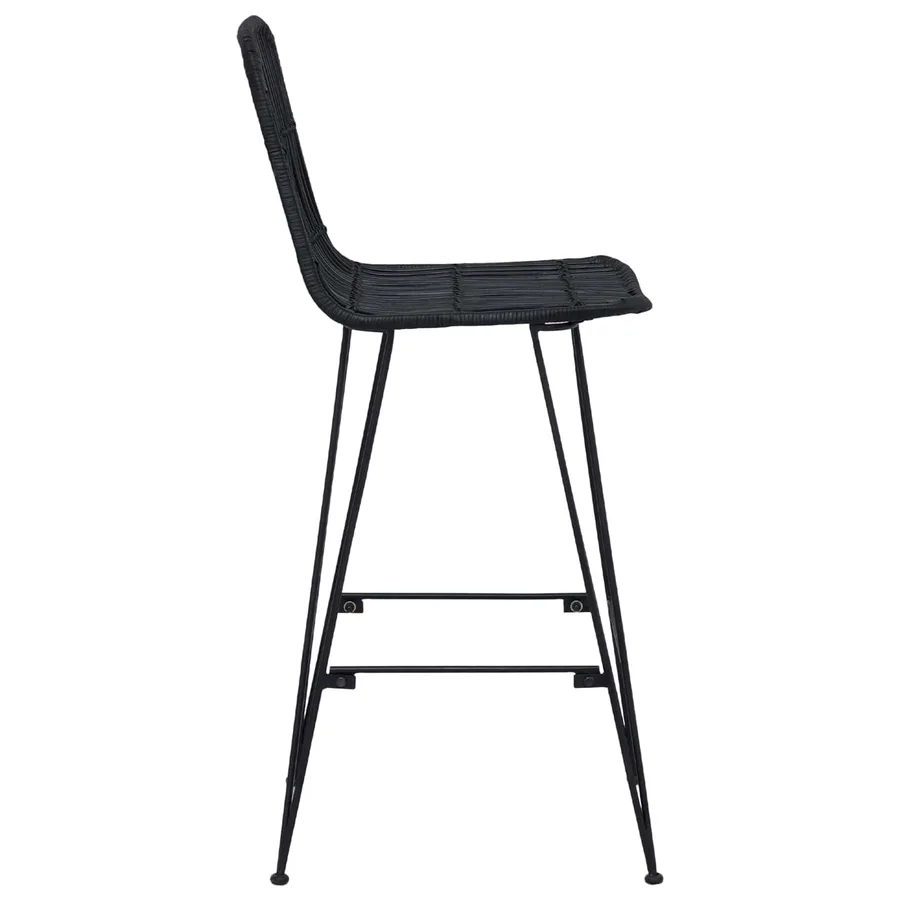 Tabouret de bar 2 pcs Noir 44 x 55 x 109 cm Rattan et Acier - 6