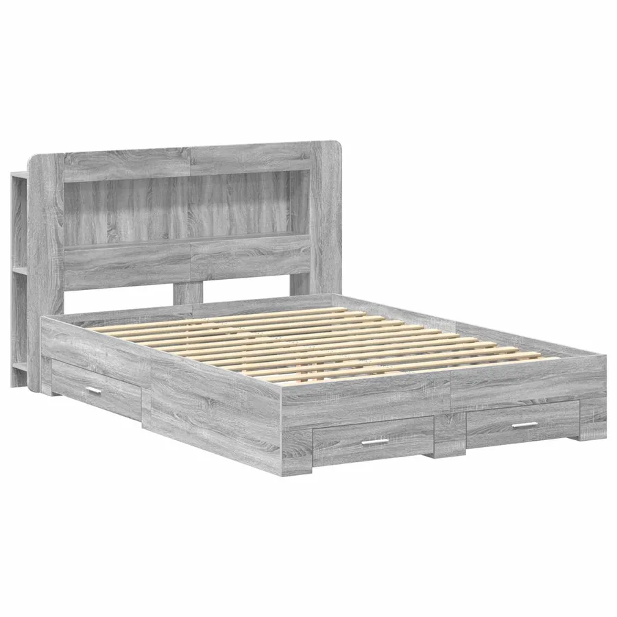 Cadre de lit avec rangement Sonoma gris 160 x 200 cm - 2
