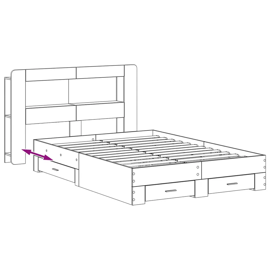 Cadre de lit avec rangement Sonoma gris 160 x 200 cm - 8