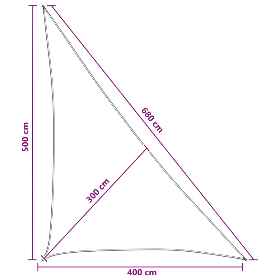 Voile d'ombre 4 x 5 x 6,8 m HDPE - 8