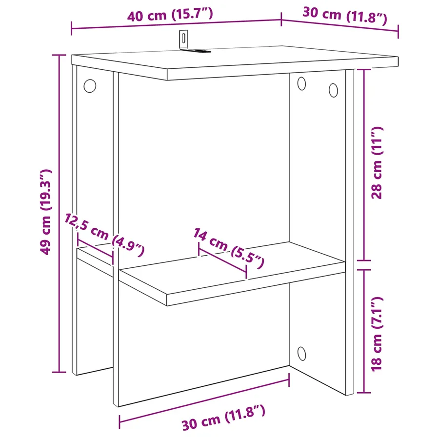 Table basse 2 pcs Chêne Sonoma 40 x 30 x 49 cm - 8