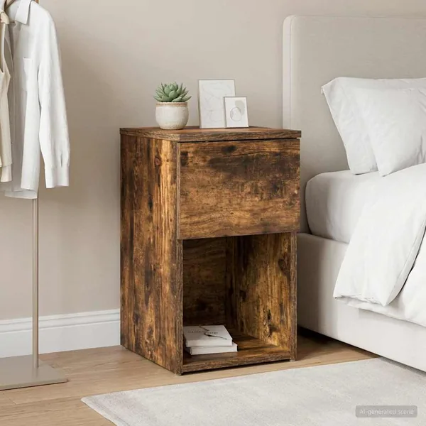 Armoire de lit Chêne fumé 29 x 31,5 x 49 cm Bois d'ingénierie