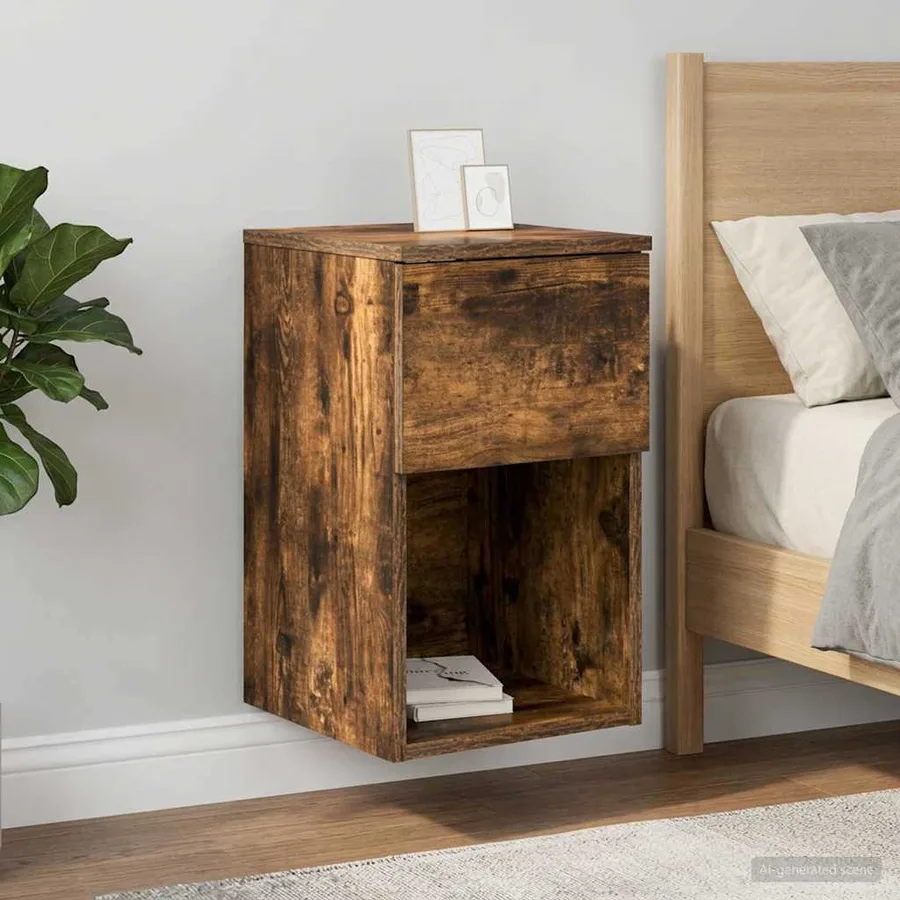 Armoire de lit Chêne fumé 29 x 31,5 x 49 cm Bois d'ingénierie - 4