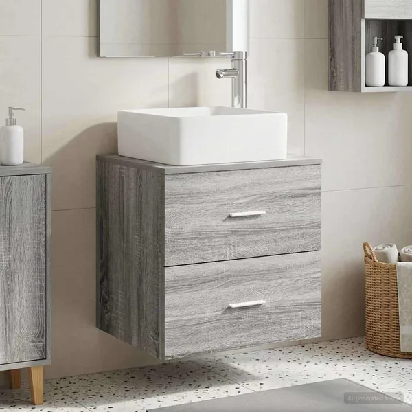 Vanité de lavabo mural Sonoma gris 53 x 34,5 x 63 cm
